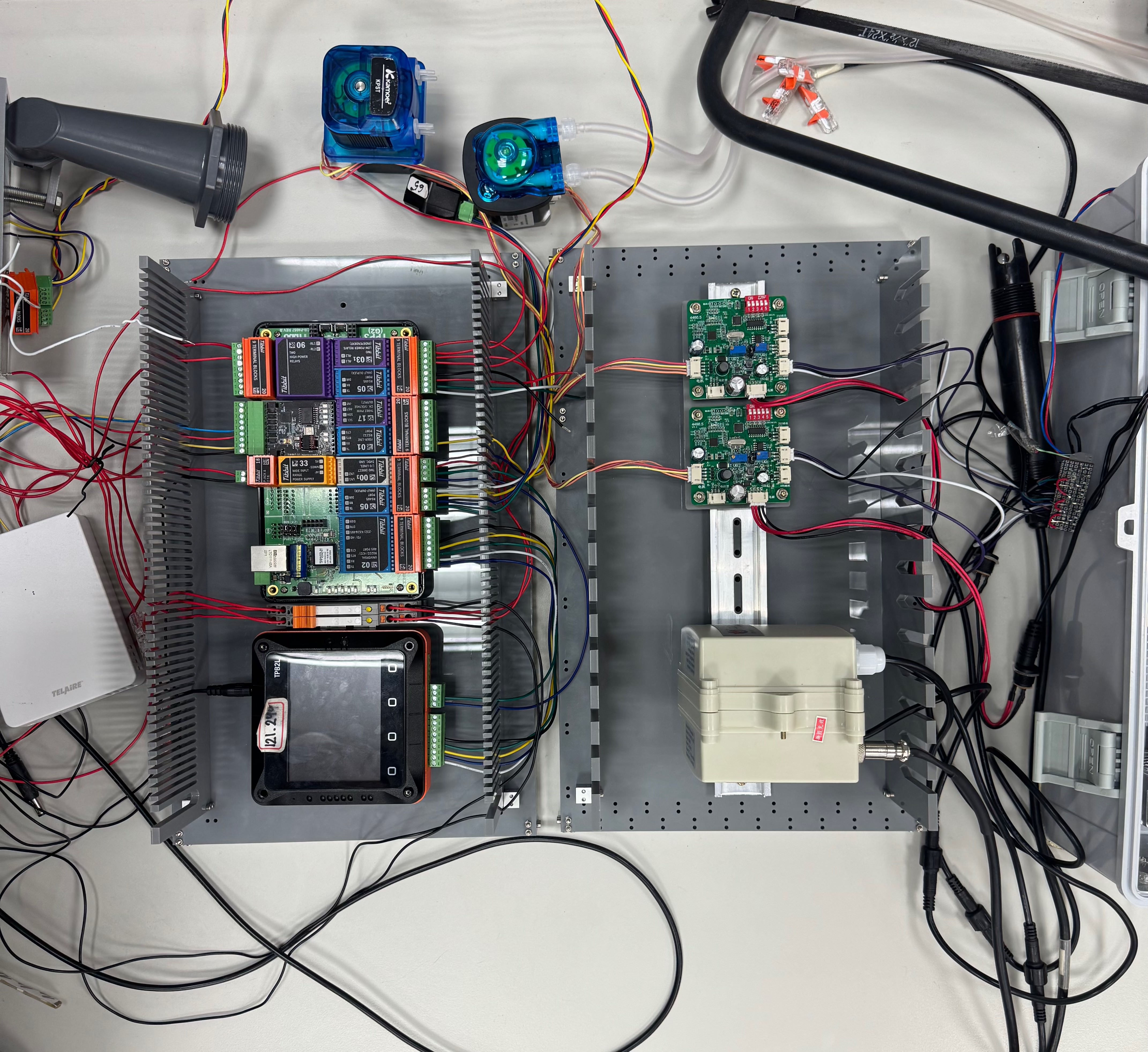 A controller with a touchpanel in an electrical panel with various values for plant-life monitoring.