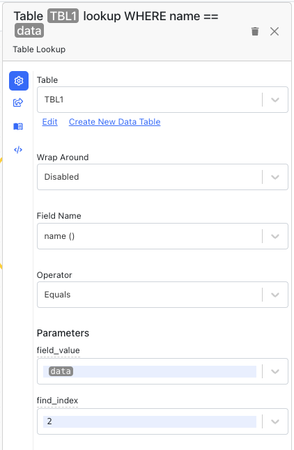Table Lookup Block details