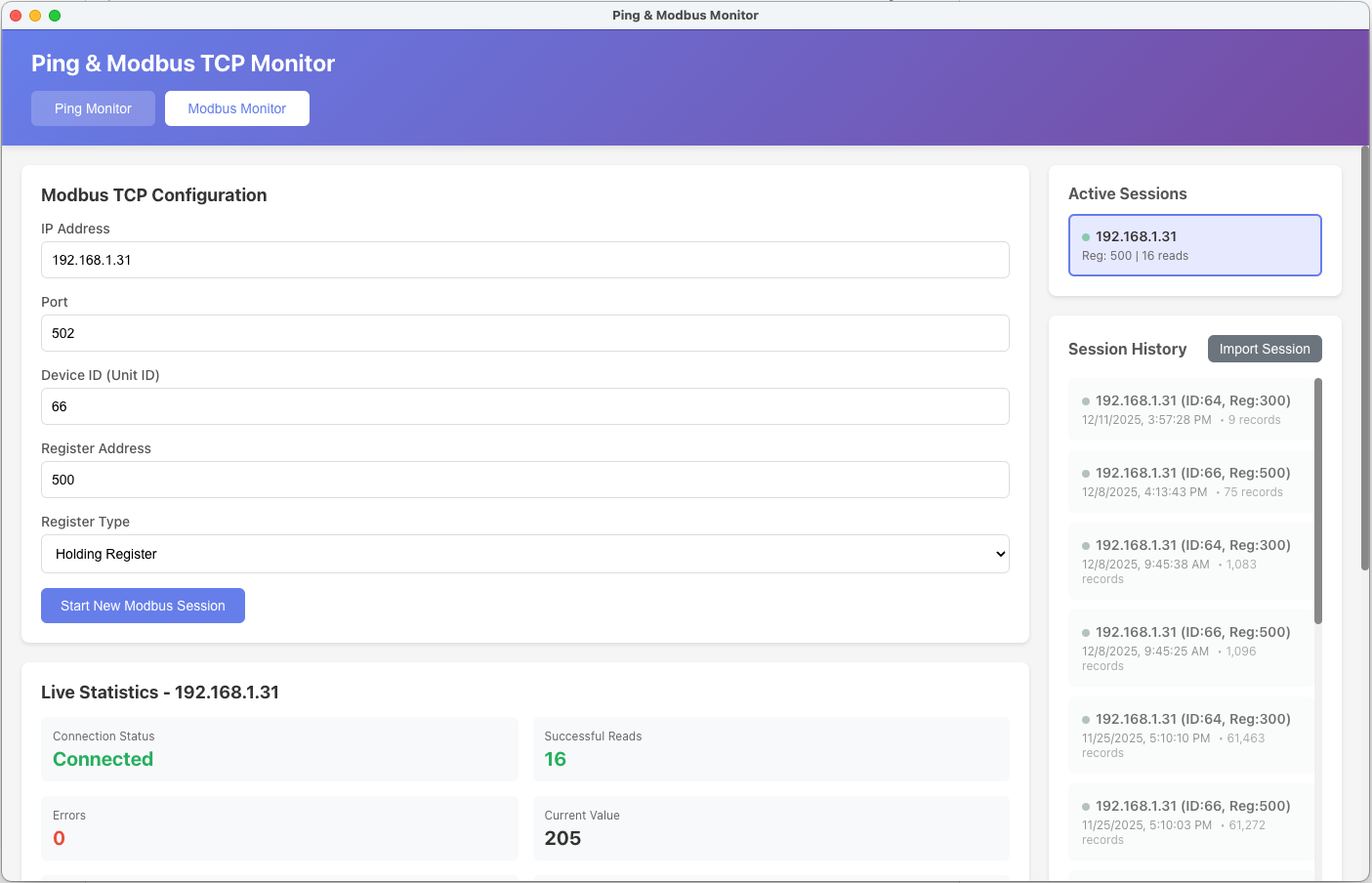 Modbus Monitoring Tool Configuration