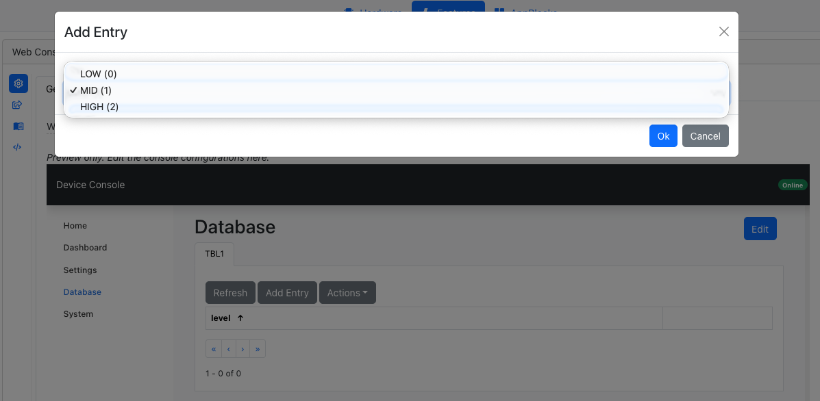 Screenshot of the specifying value when adding a new entry to the Data Table
