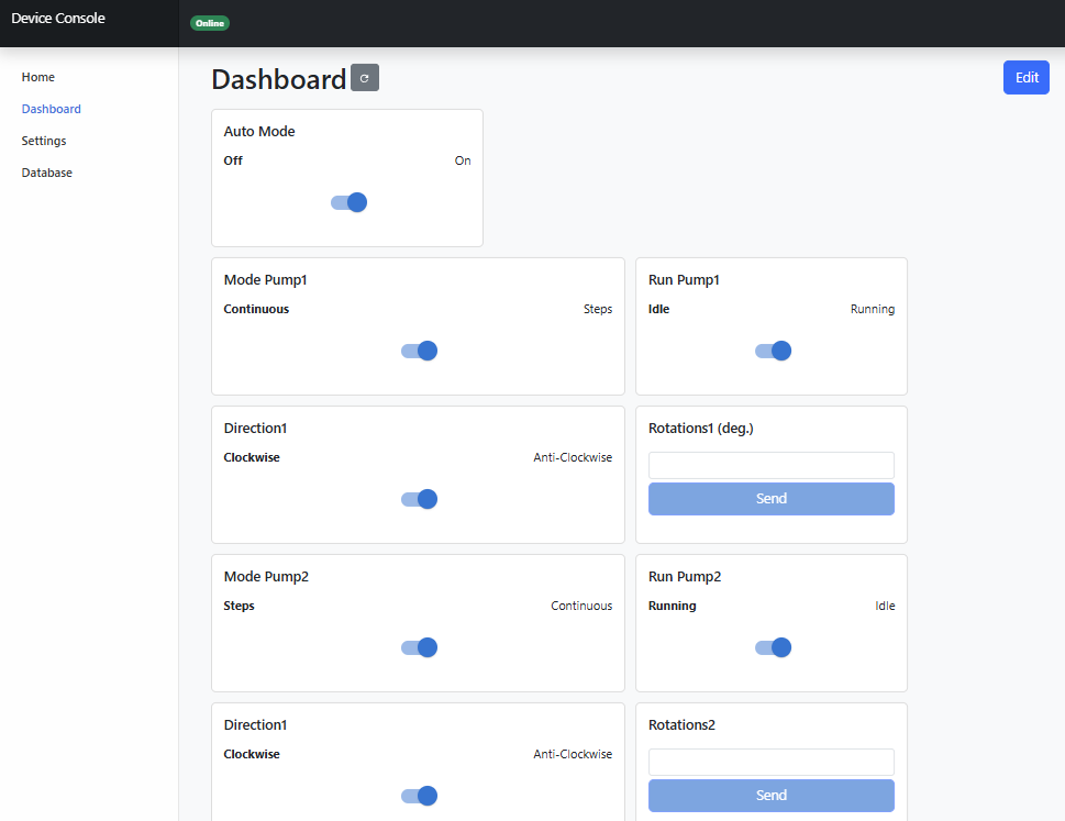 water level control dashboard